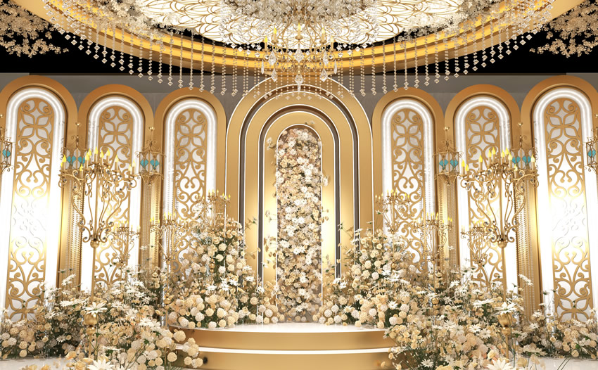 白城香槟色调婚礼堂效果展示